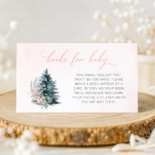 Carte D'accompagnement Livres roses givrés d'hiver pour bébé Baby Shower