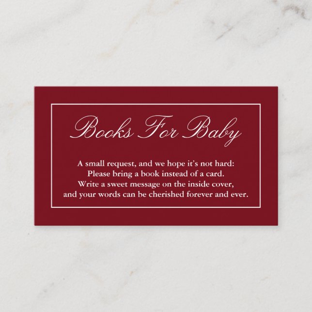 Carte D'accompagnement Livres Rouges Minimalistes Classiques Pour Bébé (Devant)