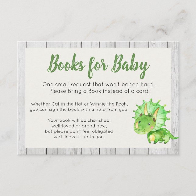 Carte D'accompagnement Livres rustiques Dinosaur pour Baby Card (Devant)