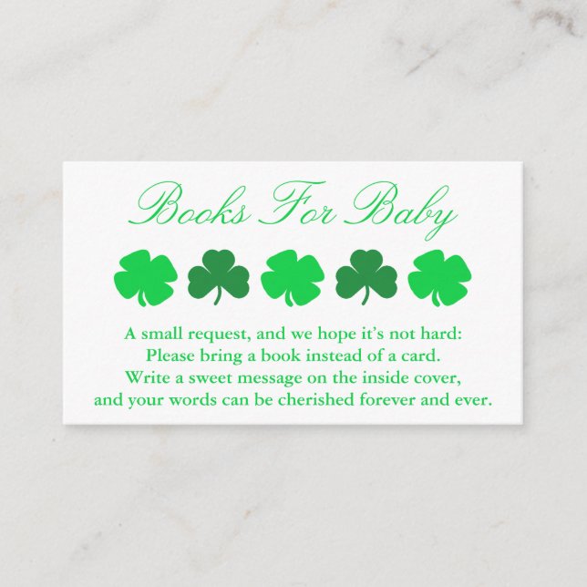 Carte D'accompagnement Livres shamrocks Baby showers Pour Bébé (Devant)