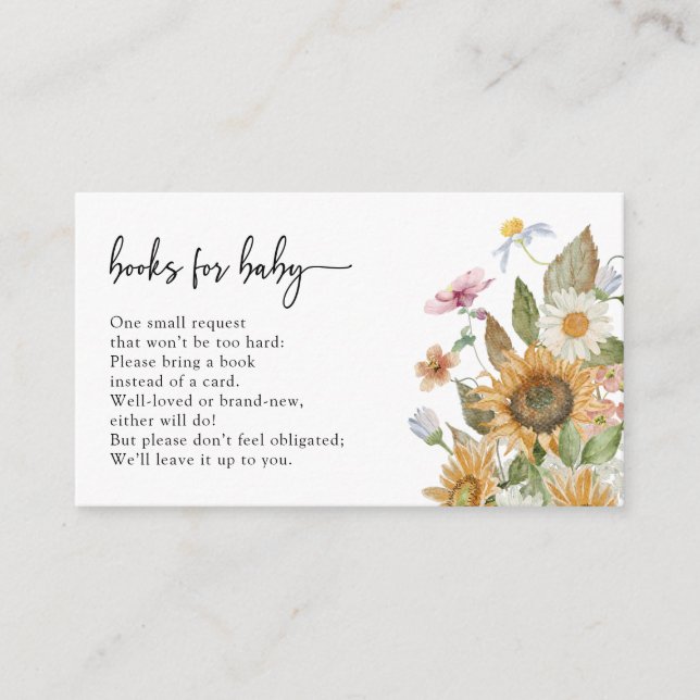 Carte D'accompagnement Livres Tournesol Pour Bébé (Devant)