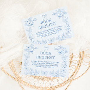 Carte D'accompagnement Livres victoriens français bleus pour Baby Shower