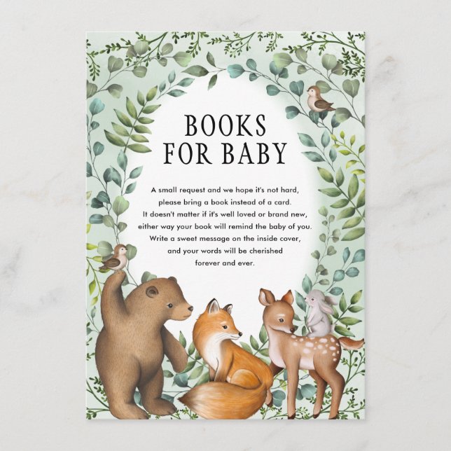 Carte D'accompagnement Livres Whimsical Woodland Greenery Forest pour béb (Devant)