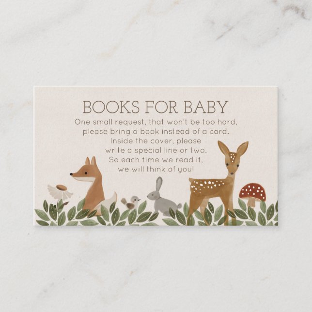 Carte D'accompagnement Livres Woodland Modernes Pour Baby Baby shower Car (Devant)