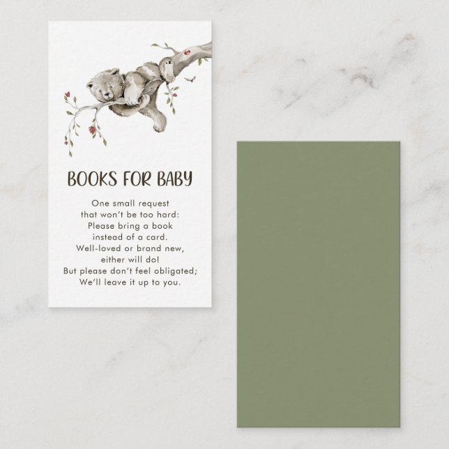 Carte D'accompagnement Livres Woodland pour bébé (Devant / Derrière)