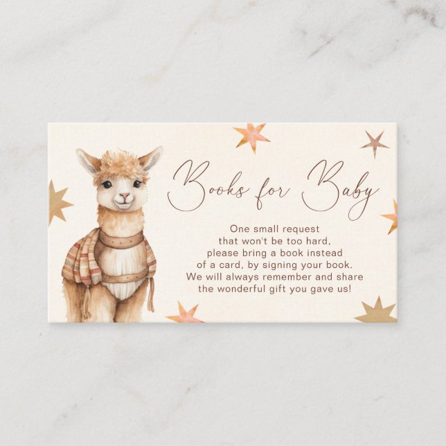 Carte D'accompagnement Llama Boho Baby shower Livres Pour Bébé (Devant)