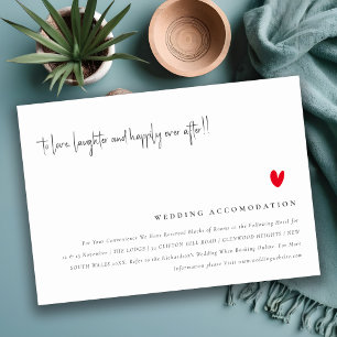 Carte D'accompagnement Logement Mariage minimal Red Heart Script