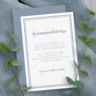 Carte D'accompagnement Logement Simple Dusty Blue Détail Mariage