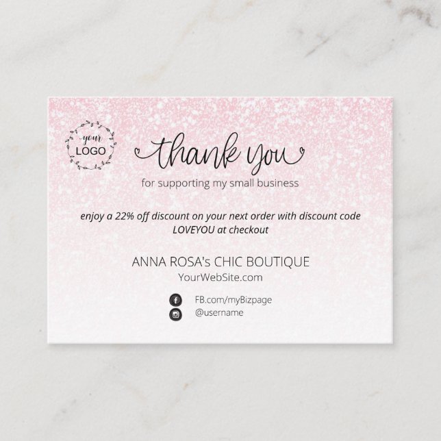 Carte D'accompagnement *~* Logo QR Ombre Parties scintillant marque Merci (Devant)