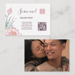 Carte D'accompagnement Lotus Chinese Mariage QR Code RSVP Online