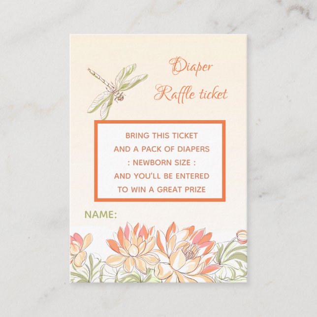 Carte D'accompagnement Lotus Flower and Dragon Fly Diaper Raffle (Devant)