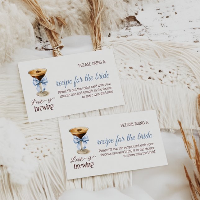 Carte D'accompagnement Love is Brewing Blue Bow Coffee Bridal Shower (Créateur téléchargé)