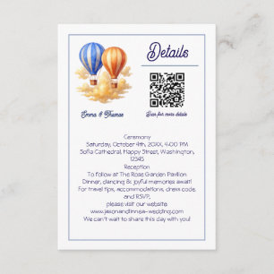 Carte D'accompagnement Love Is in the Air Hot Air Balloon Travel Mariage