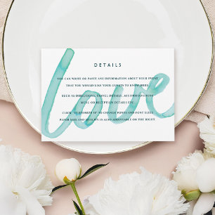 Carte D'accompagnement Love Watercolor Modern Mariage Insérer Détails Car