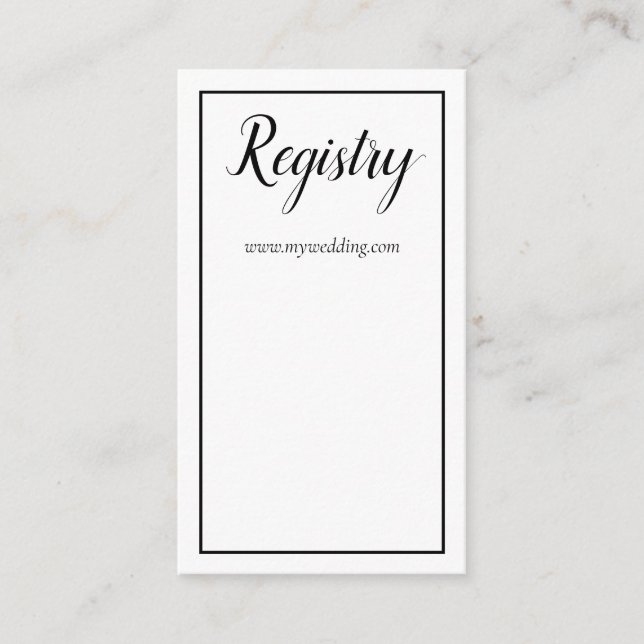 Carte D'accompagnement Lovely White and Black Mariage Registry (Devant)