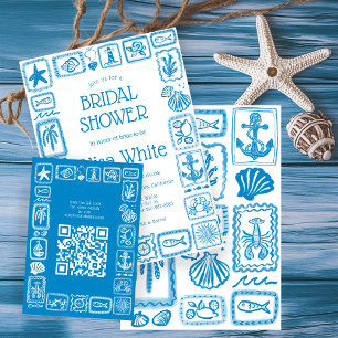Carte D'accompagnement LoveNotes de Sea Modern QR personnalisé Baby Showe
