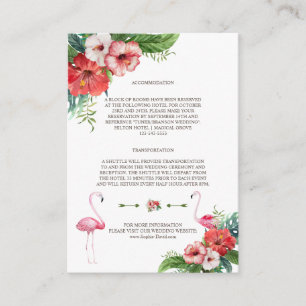 Carte D'accompagnement Luau Flamant rose Tropical Floral Détails du Maria