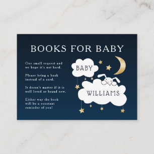 Carte D'accompagnement Lullaby Bunny Baby shower Demande de livre Marine 