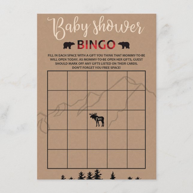 Carte D'accompagnement Lumberjack Flannel Baby shower Bingo Game Card (Devant)