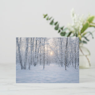 Carte D'accompagnement Lumière du soleil hivernal dans une forêt de boule