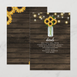 Carte D'accompagnement Lumières de Chaîne en Bois de Grange Tournesols Ma