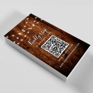 Carte D'accompagnement Lumières de Chaîne Rustiques & Code QR de Réponse 