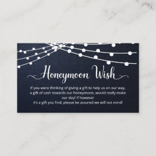 Carte D'accompagnement Lumières de Chaîne Rustiques Mariage Lune de Miel