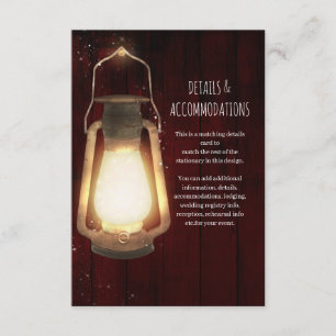 Carte D'accompagnement Lumières de lanterne rustiques détails de mariage