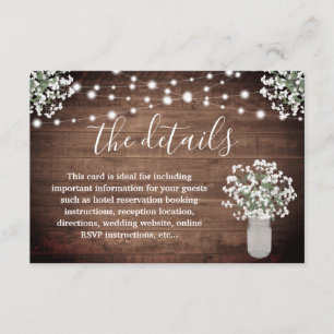 Carte D'accompagnement Lumières Florales Rustiques en Pot Mason pour Mari