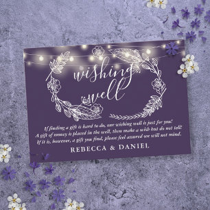 Carte D'accompagnement Lumières Guirlande Violettes Mariage Puits de Vœux