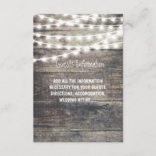 Carte D'accompagnement Lumières rustiques en bois et de ficelle épousant