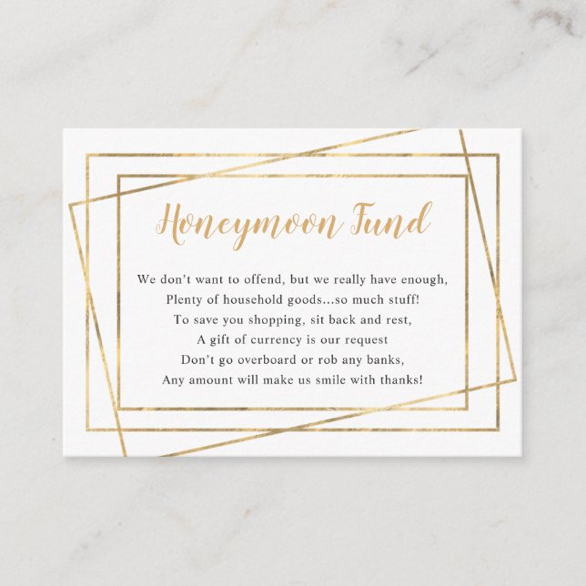 Carte D'accompagnement Lune de miel nuptiale douche ou mariage (Devant)