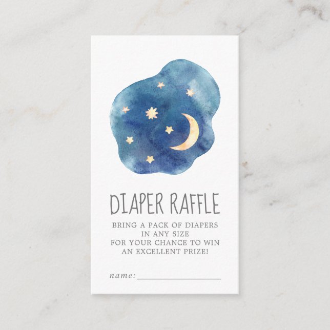 Carte D'accompagnement Lune et étoiles Baby Girl Diaper Raffle (Devant)