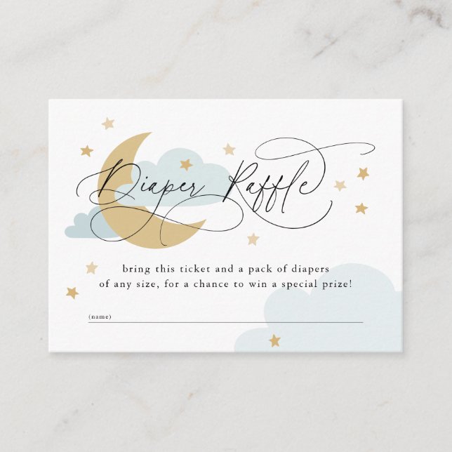 Carte D'accompagnement Lune et étoiles Blue Diaper Baby shower Raffle (Devant)
