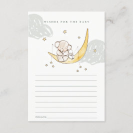 Carte D'accompagnement Lune et étoiles Elephant Bunny Voeux pour le Baby