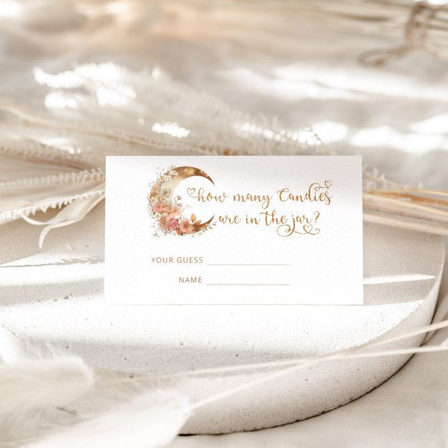 Carte D'accompagnement Lune florale d'or devinez combien de bonbons (Créateur téléchargé)