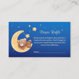 Carte D'accompagnement Lune Ourson en Peluche Bleu Baby Shower Tirage au