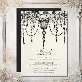 Carte D'accompagnement Lustre à fleurs noir blanc Détails du Mariage