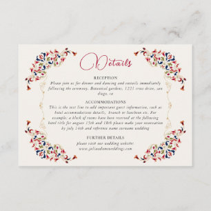 Carte D'accompagnement Luxe Artistique Botanique Floral Mariage Paisley