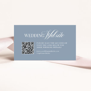 Carte D'accompagnement Luxe Bleu Poussiéreux Code QR du site Web de mar