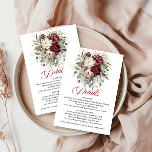 Carte D'accompagnement Luxe Boho Marsala Floral Eucalyptus Or