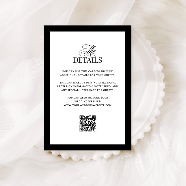 Carte D'accompagnement Luxe classique | QR Code Mariage Détails de l'invi (Créateur téléchargé)