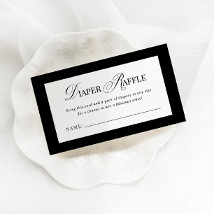 Carte D'accompagnement Luxe classique Raffle de couches noires et blanc
