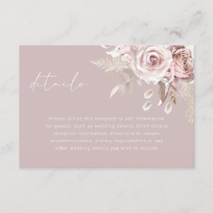 Carte D'accompagnement Luxe Fleurs Roussées Détails de mariage élégant