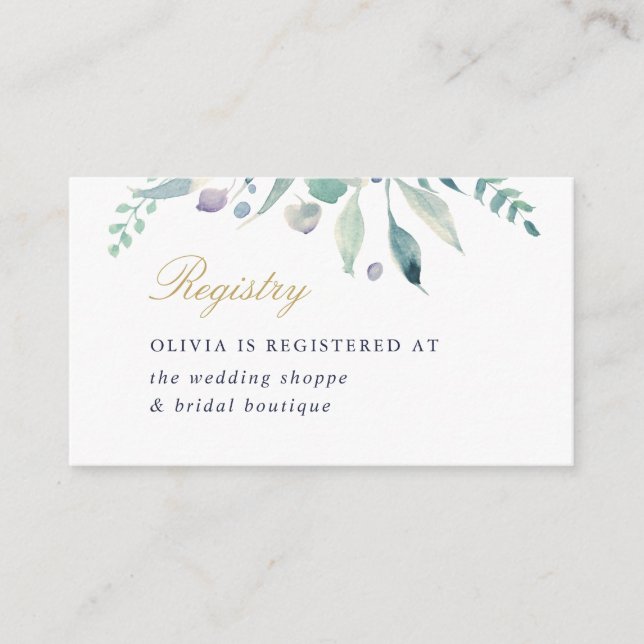 Carte D'accompagnement Luxe Floral Fête des mariées Registry (Devant)