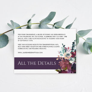 Carte D'accompagnement Luxueux Mariage d'aubergine violet