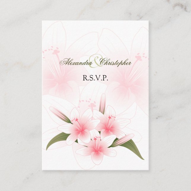 Carte D'accompagnement Lys rose et blanc RSVP Minicard (Devant)