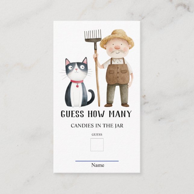 Carte D'accompagnement M. McGregor Devine Combien De Baby showers Jeu (Devant)