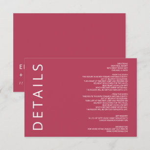 Carte D'accompagnement Magenta Elegant minimaliste moderne Mariage