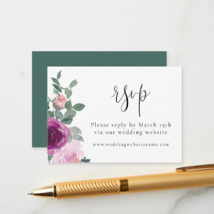 Carte D'accompagnement Magenta Floral Rose Blanc RSVP